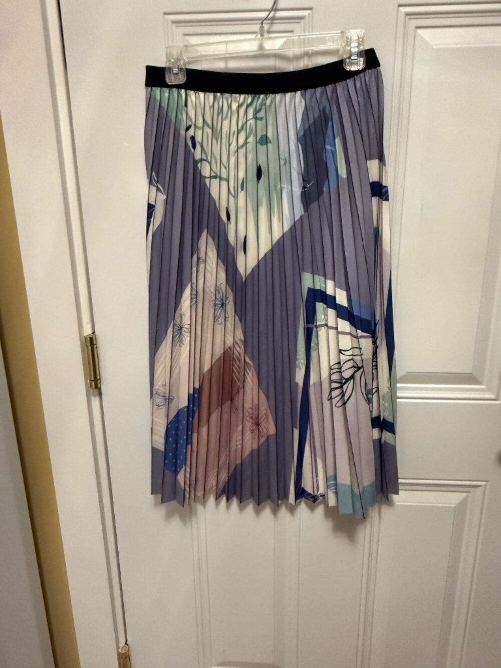 Abstract Pleated Midi Skirt